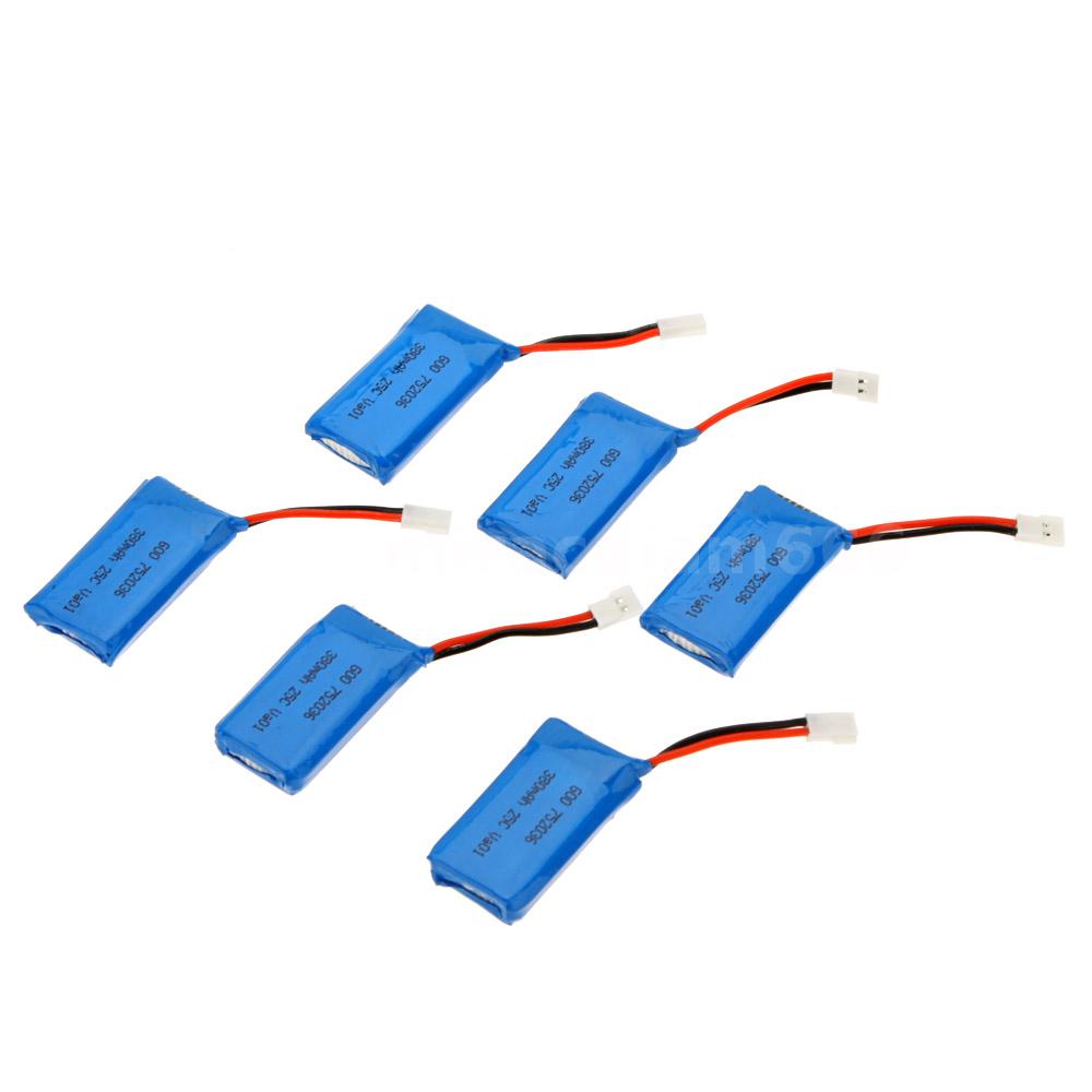 X6 Charger with 6pcs 3 7V 380mAh LiPo Battery for Hubsan x4 H107 