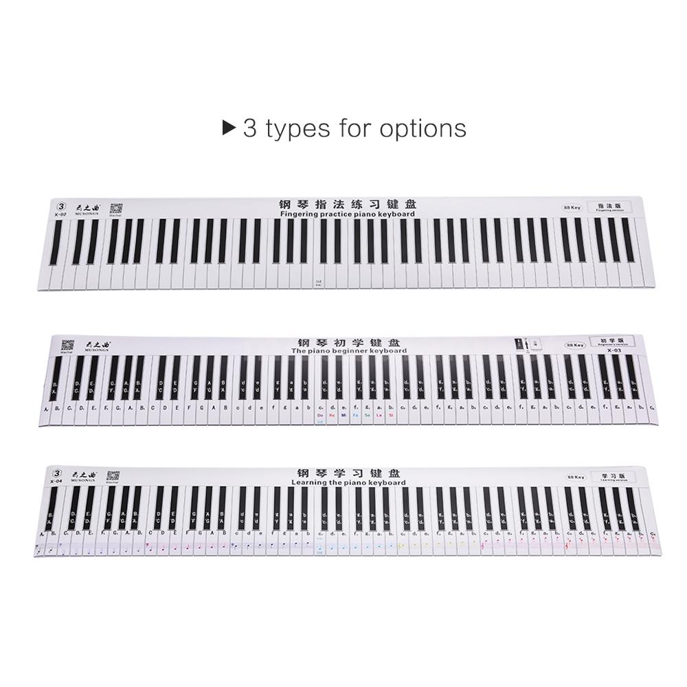 Simulation 88 Keys Piano Keyboard Practice Chart Sheet for Bebinners