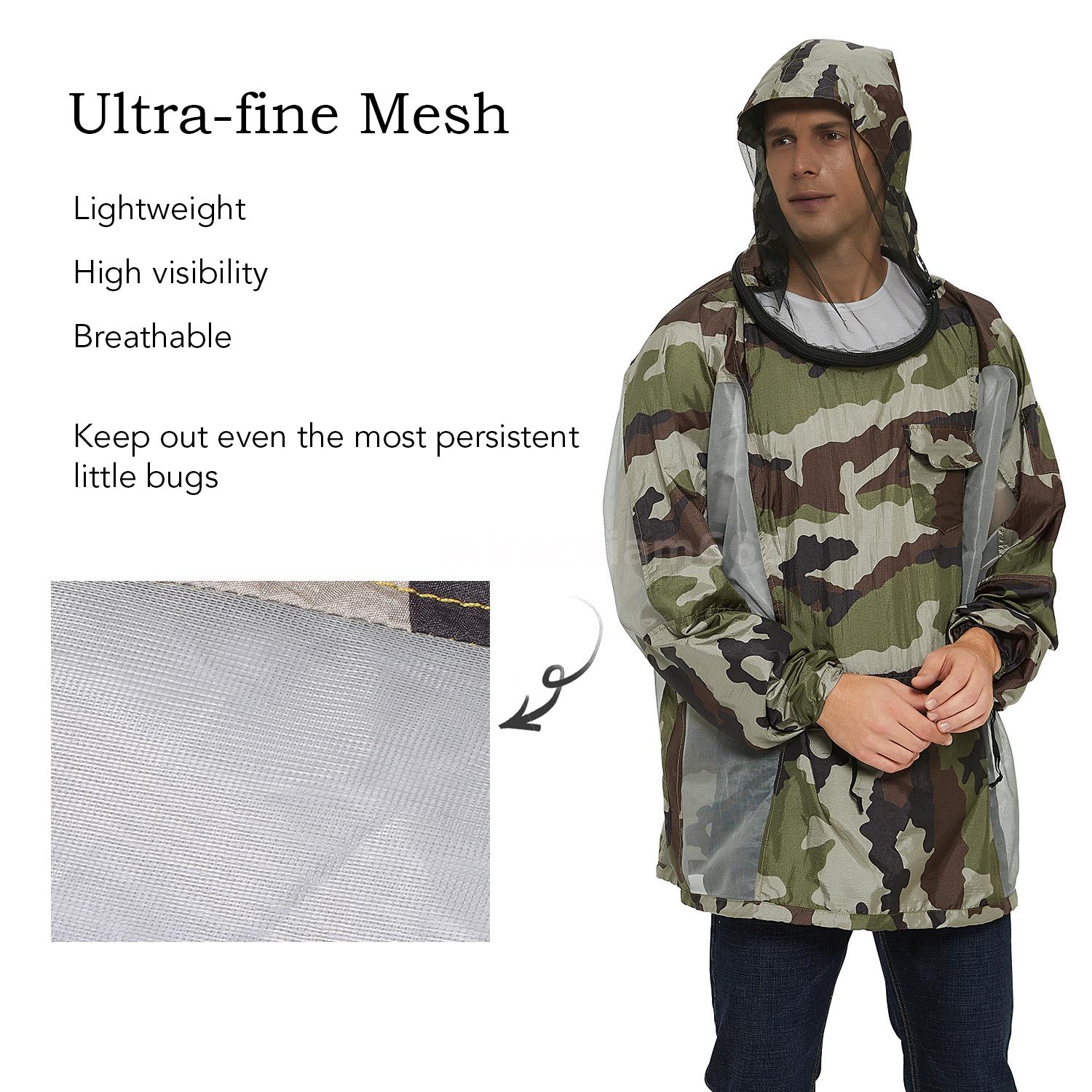 Breathable Bug Jacket with Zippered Hood Mosquito Repellent Mesh Net ...